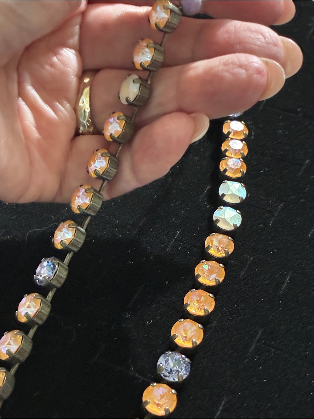 Sabika’s Aurora Orange Crystal Tennis Necklace with Swarovski Crystals. - Picture 3 of 9